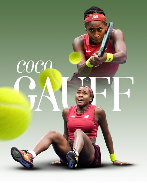 US Open Champion Coco Gauff Tennis Graphic Design Poster Wallpaper | Photoshop Coco Gauff Wallpaper, Tennis Design Graphic, Tennis Wallpaper, Tennis Posters, Tennis Champion, Tennis Life, Media Sosial, Sports Graphics, Sports Graphic Design