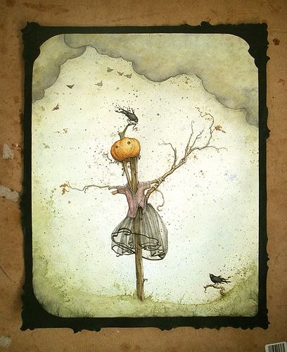 Halloween, 5 p.m., clouds gathering | by Leontine Greenberg Vintage Halloween Cards, Halloween Watercolor, Halloween Artwork, 31 Days Of Halloween, Fall Watercolor, Halloween Illustration, Halloween Painting, Halloween Drawings, The Crow