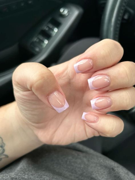 light purple french tip nails Purple French Tip Nails Square, Light Purple French Tip Nails, Purple French Tip Nails, Acrylic Square Nails, Purple French Tip, French Tip Acrylics, Purple French, Cupid's Bow, Tanning Tips