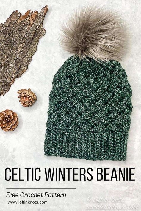 The crochet Celtic stitch beanie is a free pattern written in child, small adult and adult sizes. A video tutorial teaches you the Celtic weave stitch in the round. Winter Hat Crochet Pattern Free, Crochet Problems, Native Crochet, Crochet Nirvana, Useful Crochet Projects, Crochet Celtic, Diy Crochet Hat, School Farm, Useful Crochet