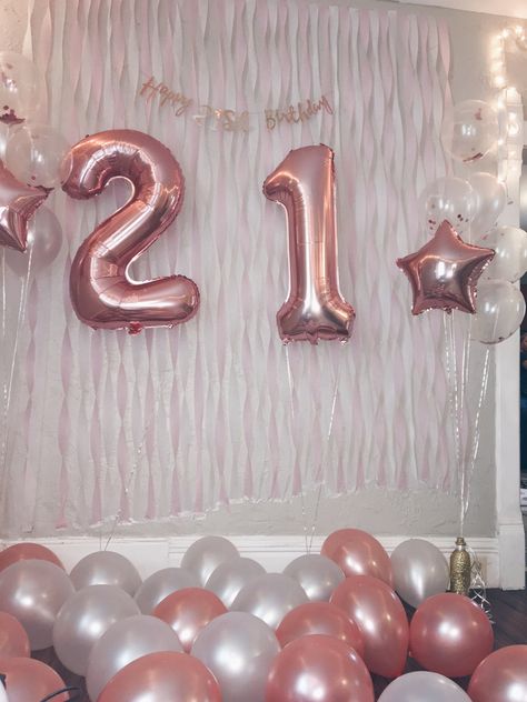 Pink White Silver Birthday Decorations, Pink 21st Backdrop, Pink 21 Balloons, Balloon Backdrop Pink And White, Pink Sweet 16 Photo Wall, Birthday Photo Wall Backdrop Pink, 21 Balloons, Glitter Backdrop, Birthday Decorations At Home