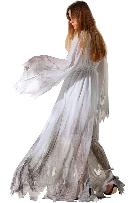 Halloween Gothic Victorian White Fancy Dress White Ghost Dress, Ghost Costume Women, Ghost Bride Costume, Ghost Clothes, Ghost Fashion, Fancy Halloween Costumes, Ghost Dresses, Ghost Bride, Ghost Halloween Costume