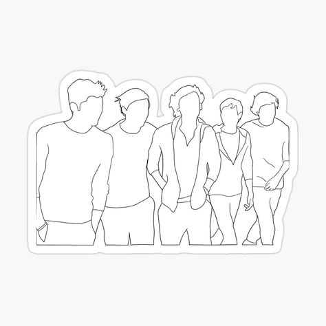 Get my art printed on awesome products. Support me at Redbubble #RBandME: https://www.redbubble.com/i/sticker/one-direction-outline-by-taylorros4244/49850375.JCQM3?asc=u One Direction Outline Tattoo, One Direction Outline Drawing, One Direction Crafts Diy, One Direction Drawings Sketches, One Direction Line Art, One Direction Outline, One Direction Silhouette, One Direction Doodles, One Direction Tattoos