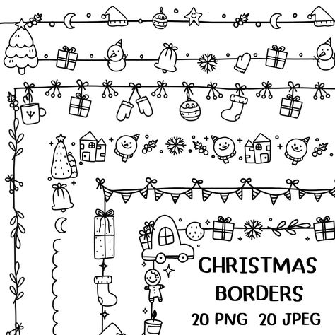 Christmas border, Hand drawn border clipart, doodle frames clipart, Digital page border, Kids Worksheet Borders, Simple Border for Kids. Christmas Page Borders, Doodle Frames And Borders, Doodle Boarders, Xmas Doodles, Whiteboard Ideas, Etsy Clipart, Hand Drawn Border, Kids Worksheet, Journal Elements