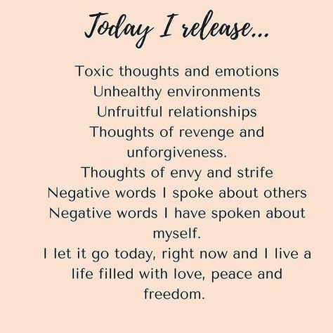 Toxic Thoughts, Yoga Inspiration Quotes, I Release, Negative Words, Healing Affirmations, Motivation Positive, I Have Spoken, Inner Peace Quotes, Spoken Words