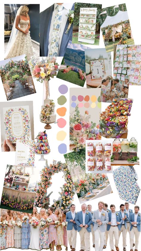 Wedding Colour Schemes Spring, Jewel Tone Wedding Theme, Pastel Wedding Theme, Wedding Color Schemes Spring, Wildflower Wedding Theme, Bright Wedding Colors, Dream Wedding Decorations, Cottage Wedding, Fairy Wedding