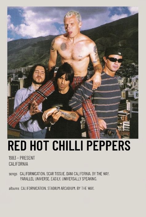 Red Hot Chilli Peppers Poster, Rhcp Poster, Red Hot Chili Peppers Poster, Band Covers, Dani California, Red Hot Chilli Peppers, Minimalist Polaroid Poster, Polaroid Posters, Wall Pics