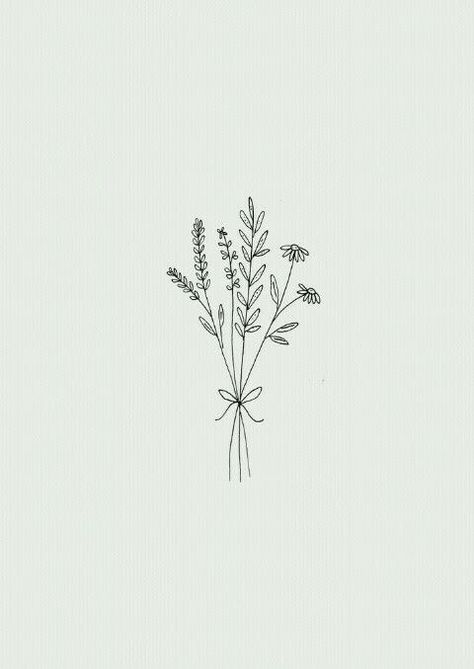 Minimalist Tattoo Ideas Flower, Meadow Flowers Tattoo, Small Bouquet Of Flowers Tattoo, Small Bouquet Tattoo, Floral Line Tattoo, Dainty Wildflower Tattoo, Watering Can Tattoo, Tattoo Ideas Fine Line, Minimalist Flower Tattoo