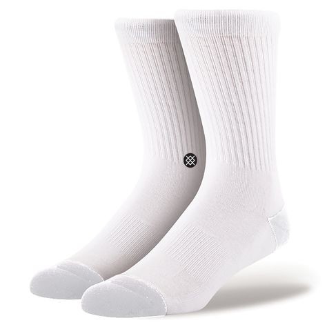 The Stance Icon Socks in White / Black is a pair of cool socks to help you get the most out of your training sessions. There's a certain elegance in simplicity. For proof, tap Stance's Icon. This athletic sock offers a clean silhouette that's complemented by an embroidered logo. Reinforced heel and toe Deep heel pocket 83% combed cotton, 10% elastane , 7% elastic Fall Socks, Summer Sock, Stance Socks, Funky Socks, Comfy Socks, Mens Crew Socks, White Socks, Crazy Socks, Liner Socks