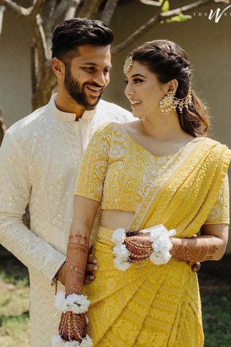 We have curated some head-turning Haldi dresses for you to serve the looks. Take notes & bookmark the ones you love most to own the Haldi ceremony like a queen B! Haldi Ceremony Outfit For Bride Indian, Haldi Ceremony Outfit For Bride Unique, Unique Haldi Outfits For Bride, Haldi Ceremony Outfit For Bride, Haldi Outfits For Bride, Haldi Dress For Bride, Haldi Look For Bride, Haldi Dresses, Haldi Outfit For Bride