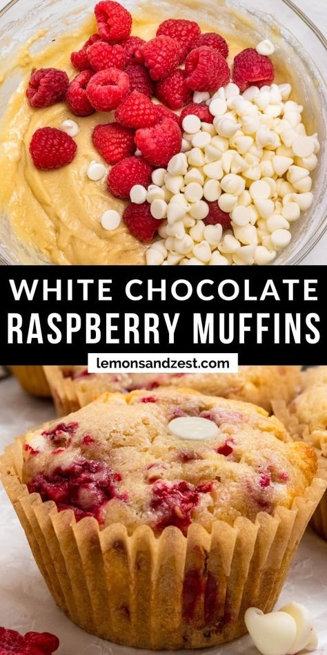 Baked Goods From Scratch, White Chocolate Raspberry Muffins Recipe, Homemade Raspberry Muffins, Memorial Day Baked Goods, Fun Baked Goods Recipes, Baked Goods Recipes Desserts, White Chocolate Raspberry Bread, Christmas Muffins Recipes, Muffin Raspberry