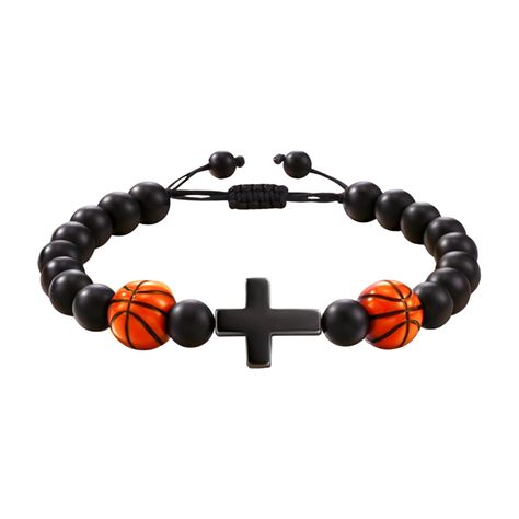 PRICES MAY VARY. ❤Design❤：Special design.The bracelet features two ball designs and a cross, and comes with a motivational card with an inspirational message: "You are braver than you believe, stronger than you see, smarter than you think, and more loving than you know." ❤Material❤：Made of natural lightweight black agate beads, it fits most boys' and men's wrists and is comfortable to wear. Elastic rope is very durable, not easy to break, can be with you for a long time. ❤Various Occasion❤：Suita Bling Basketball, Jesus Bracelet, Make Clay Beads, Nephew Gifts, Motivational Cards, Diy Costume, Elastic Rope, Beaded Cross, Cross Bracelet