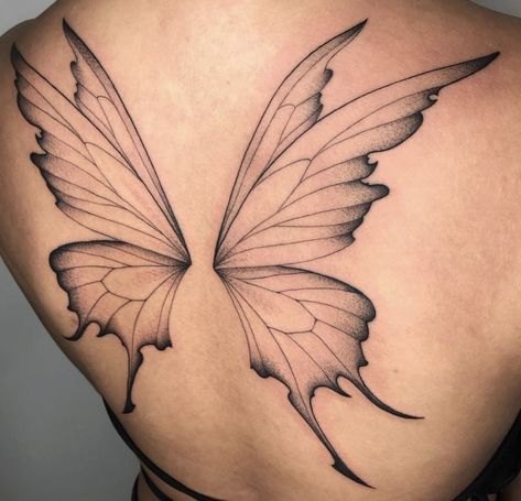 Fairy Wing Tattoos, Tumblr Tattoo, Butterfly Wing Tattoo, Wing Tattoos On Back, Flower Spine Tattoos, Tato Minimal, Fairy Tattoo Designs, Wing Tattoo, Spine Tattoos For Women