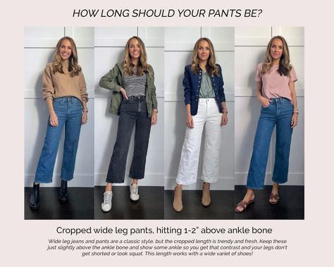 What Is the Best Length for Your Pants? - Merrick's Art Casual Teacher Outfit, Wide Cropped Pants, Wide Legged Jeans, Color Combos Outfit, Cropped Wide Leg Jeans, Cropped Wide Leg Pants, Cropped Flare Jeans, Work Dress, Dressy Outfits