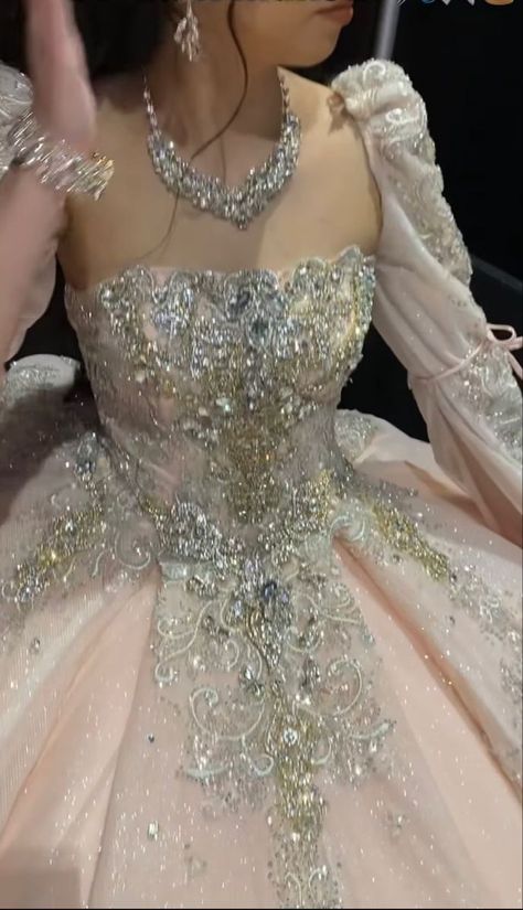 Quince Aesthetic Dresses, Soft Quince Dresses, Silver 15 Dresses Quinceanera, Quince Dresses Sleeves, Quince Long Sleeve Dresses, Blush Pink 15 Dresses, Quincenera Dresses Long Sleeve, Quince Sleeves, Swan Lake Quince Dress