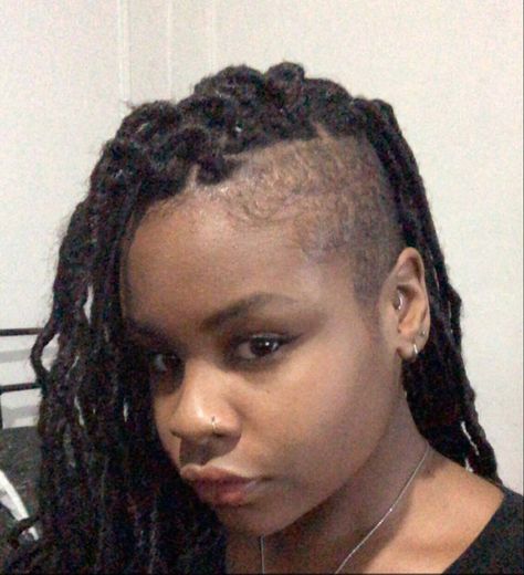 Shaved Sides Locs, Faux Locs Shaved Sides, Sister Locs With Shaved Sides, Locs Shaved Sides, Friend Squad, Side Shaved, Shaved Side, Shaved Side Hairstyles, Half Shaved