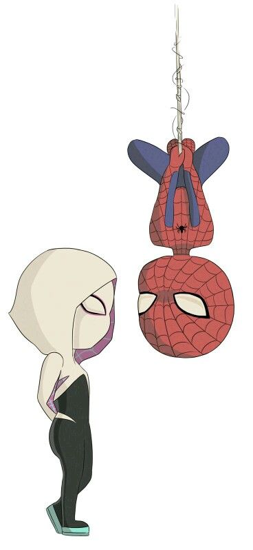 #Spider-man #Spider-gwen #cartoon Spiderman And Gwen, Chibi Spiderman, Spider Gwen Art, Gwen Spiderman, Spiderman Girl, Spiderman And Spider Gwen, Marvel Spider Gwen, ليلو وستيتش, Spiderman Cartoon