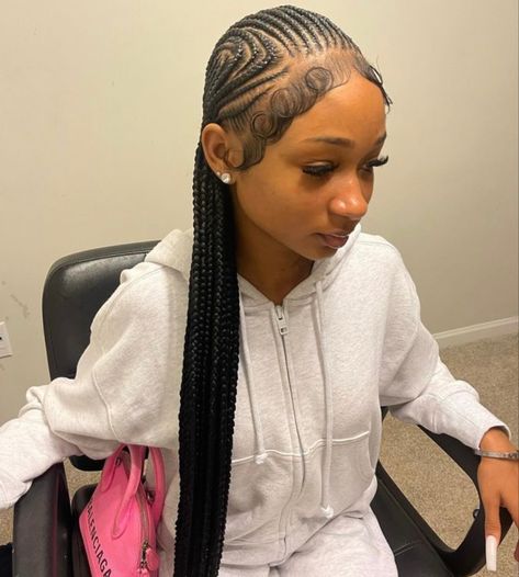 Ashanti Braids, Long Hair Transformation, Long Cornrows, Straight Back Braids, Romantic Waves, Scalp Braids, Hair Styles Ideas, Aries Aesthetic, Short Box Braids Hairstyles