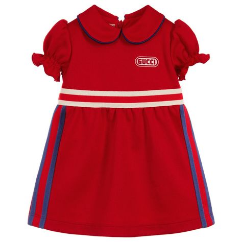 Gucci Girls Red Jersey Dress at Childrensalon.com Gucci Baby Clothes, Reign Fashion, Gucci Gown, Baby Polo, Vintage Childrens Clothing, Gucci Baby, Dresses For Kids, Designer Dresses For Kids, Red Jersey