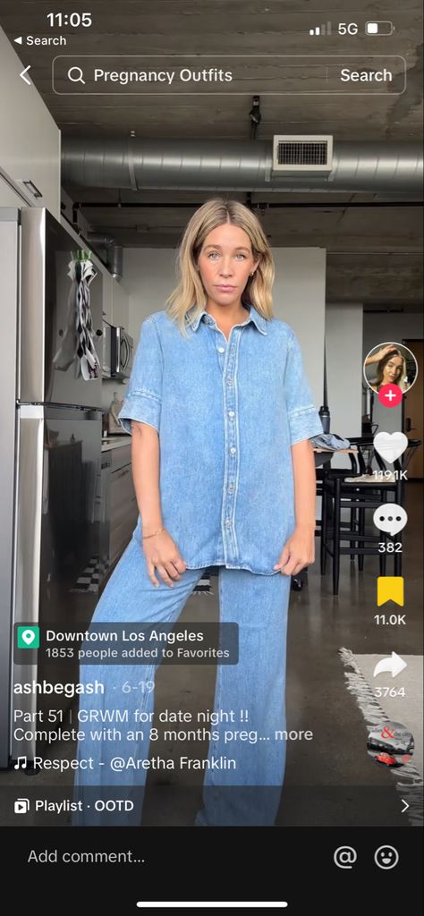 Bump Outfits, Outfit Pregnant, Mom Fits, Pregnancy Outfit, Denim Outfits, Denim On Denim, Aretha Franklin, Pregnancy Outfits, Downtown Los Angeles