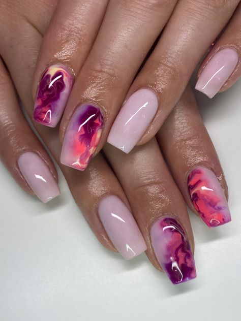 Nail Inspiration. 
The gel bottle builder in a bottle. Marbled Gel Nails, Wine Marble Nails, Marble Gel Nail Designs, Marble Nail Designs Summer, Maroon Marble Nails, Marble Toe Nails, Marble Art Nails, Spring Marble Nails, Purple Design Nails