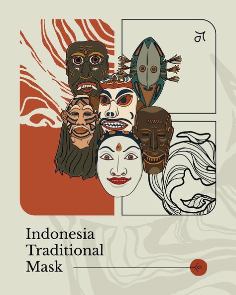 Newspaper Design Layout, Traditional Mask, Indonesia Traditional, Fashion Poster Design, Graphic Design Collection, Desain Editorial, Newspaper Design, Book Layout, Event Poster