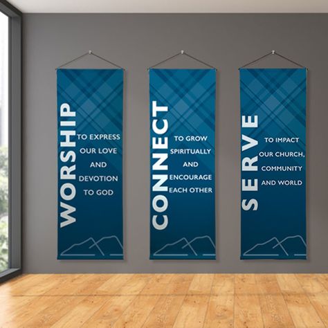 Upload Your Design Banner - Church Banners - Outreach Marketing Welcoming Reception Area, Table Banner Design, Stand Banner Design Ideas, X Stand Design Banners, Church Lobby Furniture, Church Signage Interior, Church Entryway Decor Foyers, Church Reception Decorations, Long Banner Design