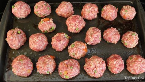 Venison Dog Food, Homemade Ground Beef, Beef Dog Treats, Meatballs In Tomato Sauce, Ground Beef Meatballs, Dog Food Recipe, Make Dog Food, Diy Dog Food, Healthy Dog Treats Homemade