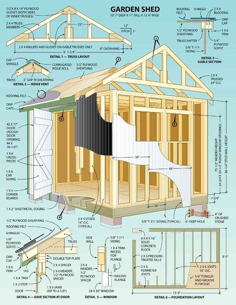 Build Your Own Shed, Shed Construction, Build A Playhouse, Simple Shed, Shed Building Plans, Diy Shed Plans, Storage Shed Plans, Shed Plan, Backyard Sheds