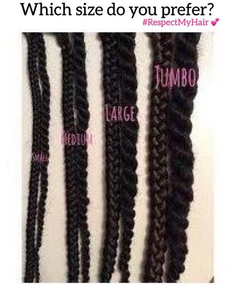 Braids Size Chart, Box Braids Size Chart, Braids Sizes, Rasta Braids, Braid Art, Box Braids Sizes, Medium Sized Box Braids, Afro Hair Girl, Crown Braids