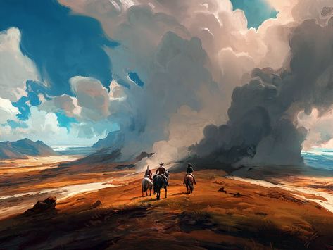 ArtStation - Far lands - personal project Artem Chebokha, Imaginary Art, Landscape Digital Painting, Art Horizontal, Landscape Digital, Cyberpunk Art, Fantasy Concept Art, Landscape Illustration, Traditional Paintings