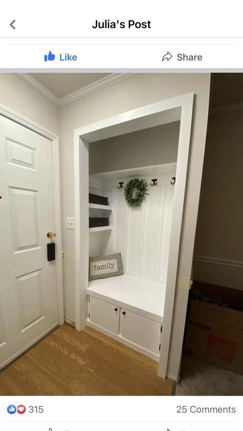 Front Closet Makeover, Small Entry Closet Ideas, Entry Way Closet Makeover, Small Entry Closet, Entry Closet Ideas, Entry Closet Makeover, Mudroom Closet Makeover, Closet Nook, Functional Closet