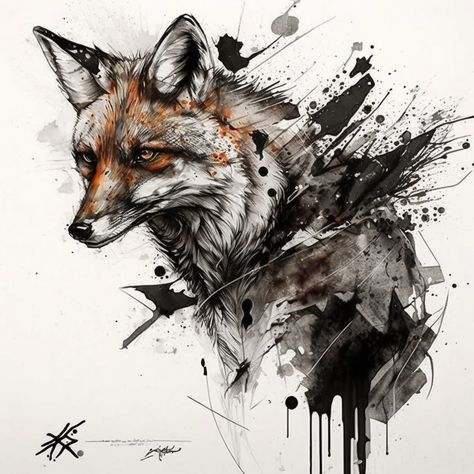 Fox Tattoo Sketch, Coyote Tattoo, Tattoo Trash, Fox Tattoo Design, Trash Polka Tattoo, Fox Tattoo, Trash Polka, Canine Art, Tattoo Sketch