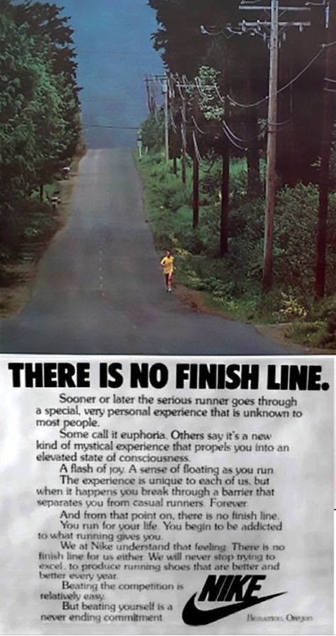 Nike Copywriting, Vintage Running Poster, Old Nike Ads, Vintage Nike Ads, 80s Advertisements, 2000s Ads, Nike Ads, Old Nikes, Newton Photo