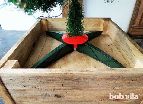 Make a DIY Christmas Tree Stand with This Easy Tutorial - Bob Vila Diy Christmas Tree Stand, Christmas Tree Stand Diy, Best Christmas Tree Stand, Christmas Tree Box Stand, Tall Christmas Trees, Christmas Tree Base, Christmas Tree Box, Christmas Tree Decorating Themes, Tree Box