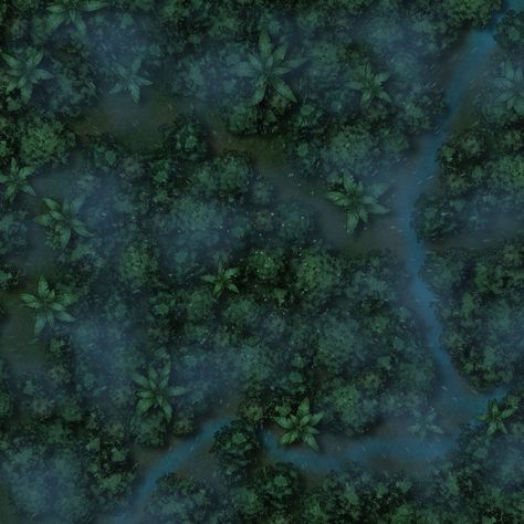 Top-view, night-time, raining jungle based small-scale map for tabletop games such as D&D. Enjoy! Jungle Map, Jungle Battlemap, Dnd Jungle Map, Jungle Ruins Battlemap, Dnd Jungle Temple Map, Forest Clearing Dnd Map, Map Games, Scale Map, Night Tops