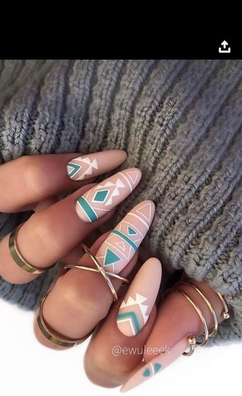 Boho Western Nails, Country Acrylic Nails, Rodeo Nails, Cowboy Nails, Indian Nails, Aztec Nails, Western Nails, Boho Nails, Country Nails