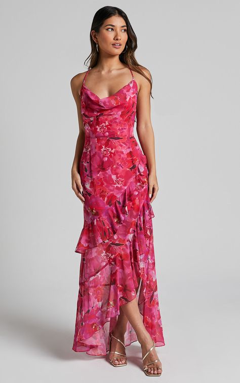 Floral Wedding Guest Dresses, Floral Dress Wedding Guest, Printed Bridesmaid Dresses, Floral Wedding Guest, Chinese Fancy Dress, Summer Cocktail Dress, Beautiful Floral Dresses, Pink Cocktail Dress, Event Outfit