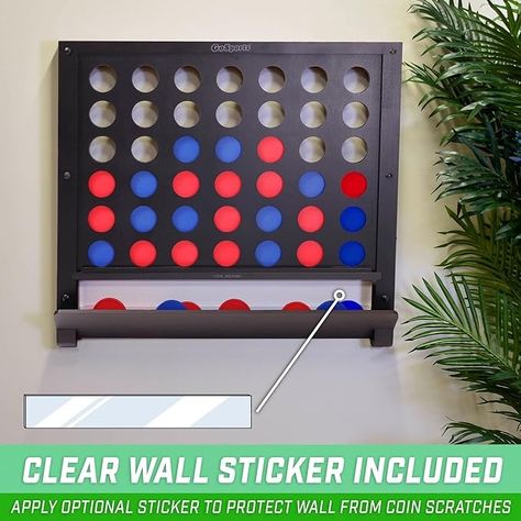 Amazon.com: GoSports Wall Mounted Giant 4 in a Row Game - Jumbo 4 Connect Family Fun with Coins : Everything Else Wall Connect 4, Life Size Games, 4 In A Row, Connect 4, Giant Games, Ring Toss, Choose Your Style, Stud Walls, Simple Game