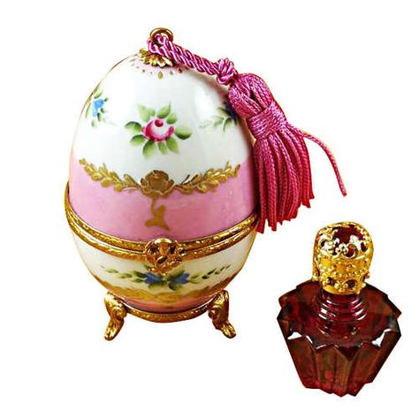 Magnifique Pink Egg with Bottle Limoges Box Happy Anniversary Cakes, Gold Gift Boxes, Porcelain Eggs, Bottle Box, Limoges Boxes, Limoges Porcelain, Pretty Box, Hand Painted Porcelain, Porcelain Figurines