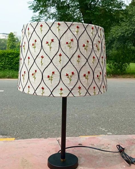 Embroidery Lamp Final ✨ . . . . . . . . #embroidery #lamp #university #textiles #final Lampshade Embroidery, Embroidery Lampshade, Lamp Embroidery, Embroidery Lamp, Embroidered Lampshade, Lampshade Designs, Art Crafts, Handmade Products, Business Ideas