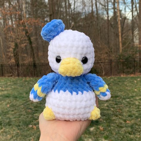 Crocheted Sailor duck Yellow Crochet Plushies, Yellow Amigurumi, Crochet Ducks, Animals To Crochet, Crochet Business Ideas, Crochet Pictures, Small Crochet Gifts, Duck Crochet, Food Plushies