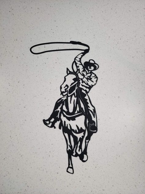 Cowboy Up Tattoo, Cowboy Tattoo Western, Tattoo Western, Cowboy Drawing, Cowboy Roping, Outlaw Tattoo, Cowboy Tattoo, Western Tattoo, Cowboy Silhouette