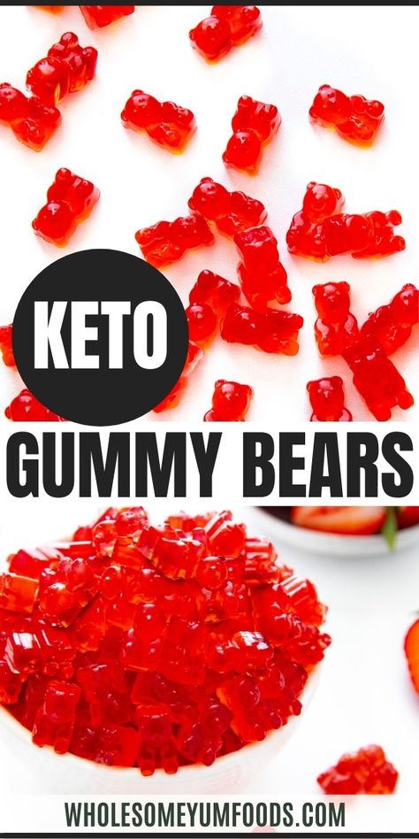 Keto Sugar Free Gummy Bears Recipe (3 Ingredients!) | Wholesome Yum Sugar Free Gummies Recipe, Make Gummy Bears, Sugar Free Candy Recipes, Gummy Bears Recipe, Gummy Bear Recipe, Sugar Free Gummy Bears, Fod Map, Healthy Gummies, Golo Recipes