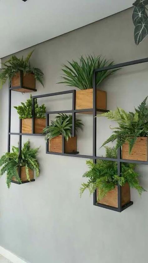 20 Modern Wall Decor Ideas With Plants and Greenery | Decor Home Ideas Buy inexpensive wall art from Cheapwallarts.com Balkon Decor, Vertical Garden Design, Trendy Plants, Cool Wall Decor, Walled Garden, Patio Decorating Ideas On A Budget, Wall Garden, Studio Apartment Decorating, Apartment Garden