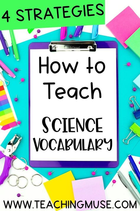 Here are 4 strategies you can use to teach science vocabulary in your Upper Elementary classroom. Science can be filled with daunting vocabulary terms that are difficult to pronounce and even harder to determine their meaning. However, learning science vocabulary can help students better comprehend topics and build background knowledge. Check it out! Science Vocabulary Activities, Elementary Science Classroom, Science Word Wall, Science Text, Sixth Grade Science, Middle School Science Classroom, Classroom Science, 7th Grade Science, Science Vocabulary