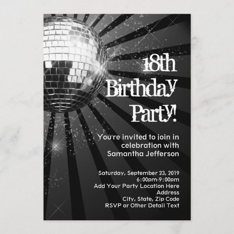 Silver Sparkle Disco Ball 18th Birthday Party Invitation Disco Birthday Party Invitations, Invitation Birthday 18th, Silver Party Invitations, Silver Birthday Invitations, 18th Birthday Party Invitations, Disco Party Invitations, Disco Party Invite, Disco Ball Invitation, Bola Disco