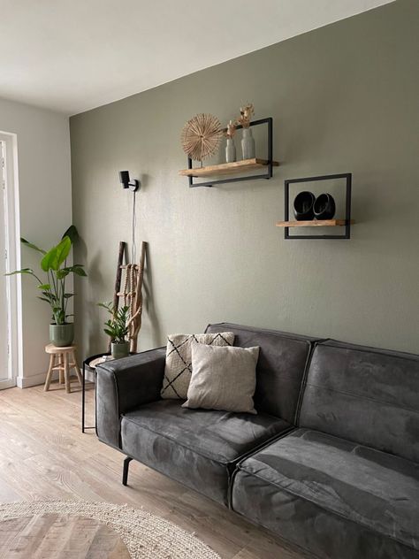 Awesome DIY Home Decor Ideas on a Budget Olive Green Small Living Room, Grey Green Walls Living Room, Pale Green Walls Living Room, Grey Sofa Green Walls, Olive Living Room Walls, Olive And Grey Living Room, Olive Green And Grey Living Room, Grey Green Couch, Overtly Olive Living Room