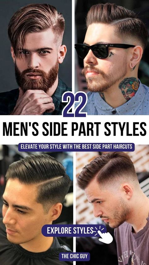 22 Modern Side-Part Hairstyles to Try for a Polished Look One Sided Haircut, Mens Side Part Hairstyles, Side Parting Hair, Side Part Mens Haircut, Side Part Haircut, Drop Fade, Low Fade Haircut, Undercut Men, Side Parting