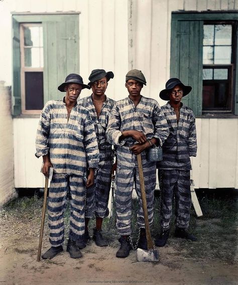 Afrodyssée on Instagram: “COLORIZE TO REMEMBER Samir Belhamra colorized historic images.  Original picture here: "The Southern Chain Gang" circa 1900-1996, Georgia.…” I Got The Job, Chain Gang, The Mahabharata, Altered Photo, American Denim, Man Photo, People Photography, Historical Photos, Black And White Photography